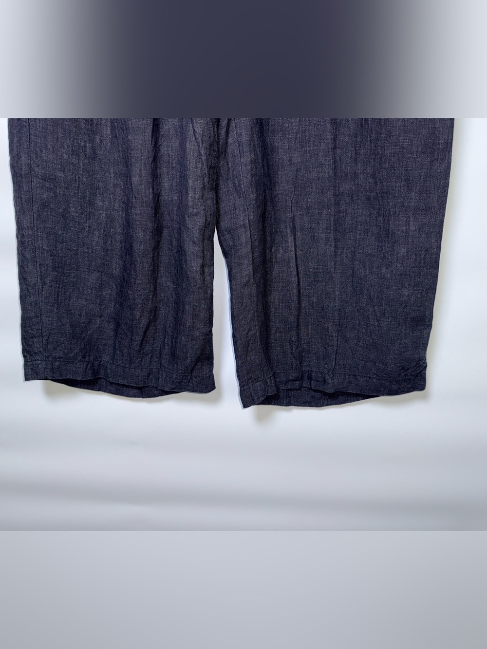 Eileen Fisher Small Organic Linen Pleated Wide Leg Pants Charcoal Quiet Luxury - Picture 4 of 16